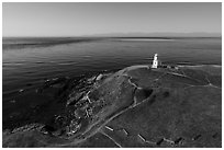 Aerial view of Cattle Point Lighthouse, San Juan Island. Washington ( black and white)