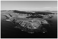 Aerial view of Cattle Point, San Juan Island. Washington ( black and white)