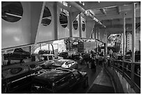 Cars and passengers preparing to disembark from ferry to San Juan Island. Washington ( black and white)