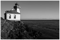 Lime Kiln Lighthouse and Haro Strait, Lime Point State Park, San Juan Island. Washington ( black and white)
