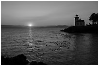 Sunset, Lime Kiln Lighthouse, San Juan Island. Washington ( black and white)