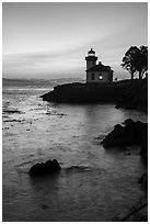 Lime Kiln Lighthouse at dusk, Lime Point State Park, San Juan Island. Washington ( black and white)