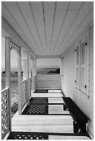Porch of Officers Quarters, American Camp, San Juan Island National Historical Park. Washington ( black and white)