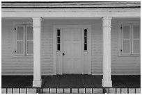 Facace of Officers Quarters, American Camp, San Juan Island National Historical Park. Washington ( black and white)