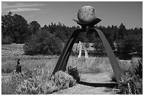 San Juan Islands Museum of Art Sculpture Park,  Roche Harbor, San Juan Island. Washington ( black and white)