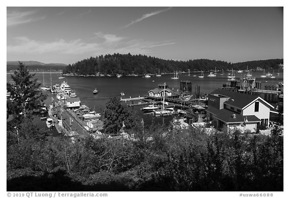 Port of Friday Harbor, San Juan Island. Washington (black and white)