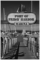 Deck, Friday Harbor marina, San Juan Island. Washington ( black and white)
