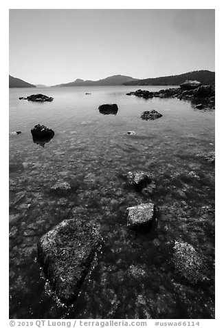 East Sound from Indian Island shore, San Juan Islands National Monument, Orcas Island. Washington (black and white)