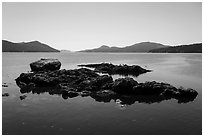 Rock islets and East Sound, Indian Island, San Juan Islands National Monument, Orcas Island. Washington ( black and white)