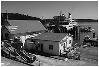Ferry at terminal, Orcas Island. Washington ( black and white)