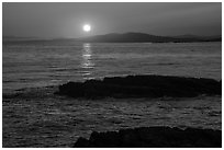 Sunset over Salish Sea, San Juan Islands National Monument, Lopez Island. Washington ( black and white)