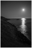 Moon over Salish Sea, San Juan Islands National Monument, Lopez Island. Washington ( black and white)