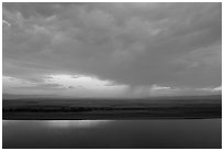 Columbia River and distant rainstorm at sunset, Hanford Reach National Monument. Washington ( black and white)