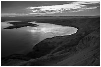 Sunset over Columbia River from White Cliffs, Hanford Reach National Monument. Washington ( black and white)