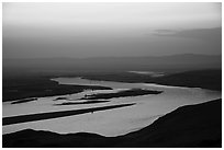 Columbia River and islets at sunset, Hanford Reach National Monument. Washington ( black and white)