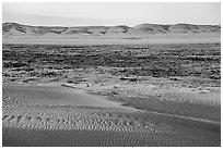 Sand dunes and Saddle Mountains, Hanford Reach National Monument. Washington ( black and white)