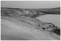 Sand dunes, white bluffs, and Columbia River, Hanford Reach National Monument. Washington ( black and white)