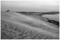 Sand ripples and Columbia River at sunset, Hanford Reach National Monument. Washington ( black and white)