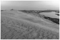 Sand dunes and Columbia River at sunset, Hanford Reach National Monument. Washington ( black and white)