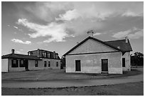 Colonel Quarters and Post Surgeon Quarters. Fort Laramie National Historical Site, Wyoming, USA ( black and white)