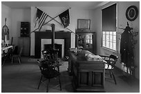 Officer office. Fort Laramie National Historical Site, Wyoming, USA ( black and white)