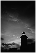 Lighthouse at dusk, Cabo Rojo. Puerto Rico (black and white)