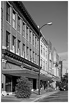 Sidewalk and historic downtown buildings. Selma, Alabama, USA ( black and white)