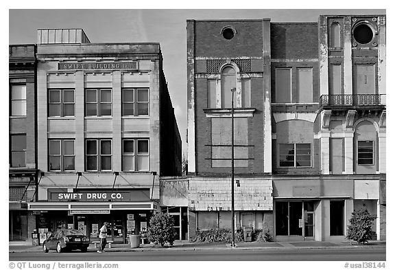 Historic commercial buildings. Selma, Alabama, USA (black and white)