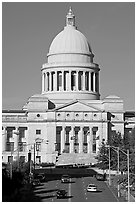 Arkansas State Capitol and street. Little Rock, Arkansas, USA ( black and white)