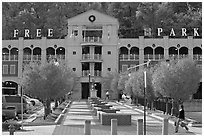 Parking structure and fall colors. Hot Springs, Arkansas, USA ( black and white)
