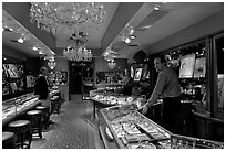 Jewelry and gallery during the gallery night. Hot Springs, Arkansas, USA ( black and white)