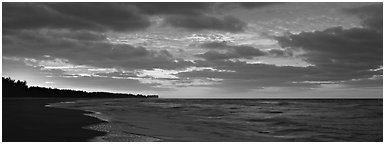 Seashore at sunrise, Sanibel Island. Florida, USA (Panoramic black and white)