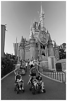 Mothers pushing strollers, Magic Kingdom. Orlando, Florida, USA ( black and white)