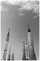 NASA rockets, Kennedy Space Centre. Cape Canaveral, Florida, USA (black and white)