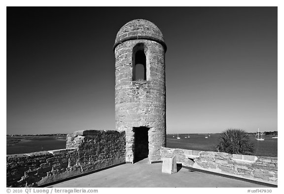 Bell Tower, Castillo de San Marcos National Monument. St Augustine, Florida, USA (black and white)