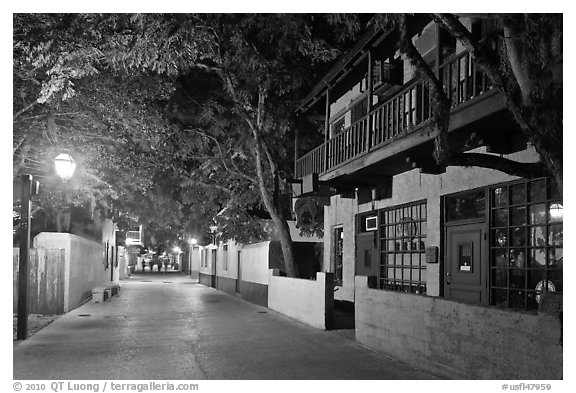 St George Street by night. St Augustine, Florida, USA (black and white)