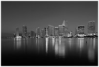 Downtown skyline at night, Miami. Florida, USA ( black and white)