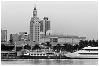Miami Waterfront and Freedom Tower at dawn. Florida, USA ( black and white)