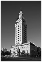 Freedom Tower, memorial to Cuban immigration, Miami. Florida, USA ( black and white)