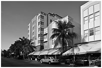 Row of hotels in Art Deco Style, Miami Beach. Florida, USA ( black and white)