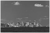 Biscayne Bay and Miami skyline. Florida, USA ( black and white)