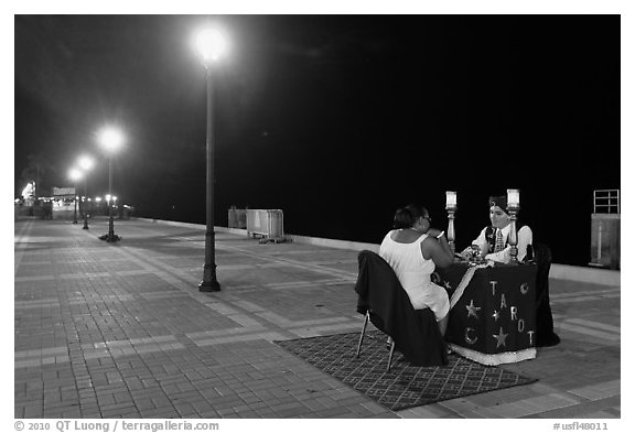 Fortune teller at night, Mallory Square. Key West, Florida, USA
