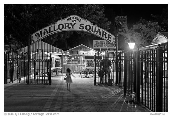 Mallory Square shops at night. Key West, Florida, USA