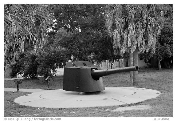 Artillery turret, Fort De Soto Park. Florida, USA (black and white)