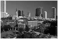 Downtown street from above. Orlando, Florida, USA ( black and white)