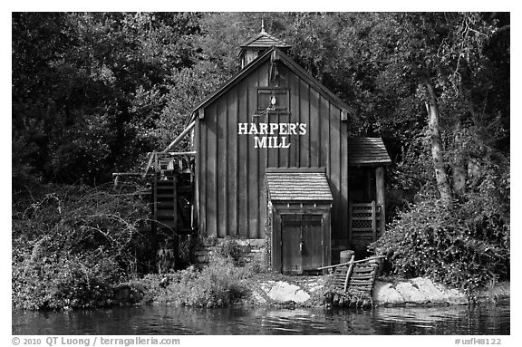 Harpers Mill, Magic Kingdom, Walt Disney World. Orlando, Florida, USA (black and white)