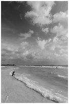 Woman and wave, Fort De Soto beach. Florida, USA ( black and white)