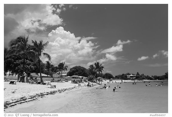Sombrero Beach in summer, Marathon Key. The Keys, Florida, USA (black and white)