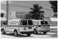 Turtle Hospital ambulances, Marathon Key. The Keys, Florida, USA ( black and white)