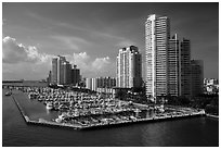 Miami Beach marina and high-rises. Florida, USA ( black and white)